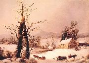 Winter Farmyard and Sleigh George Henry Durrie